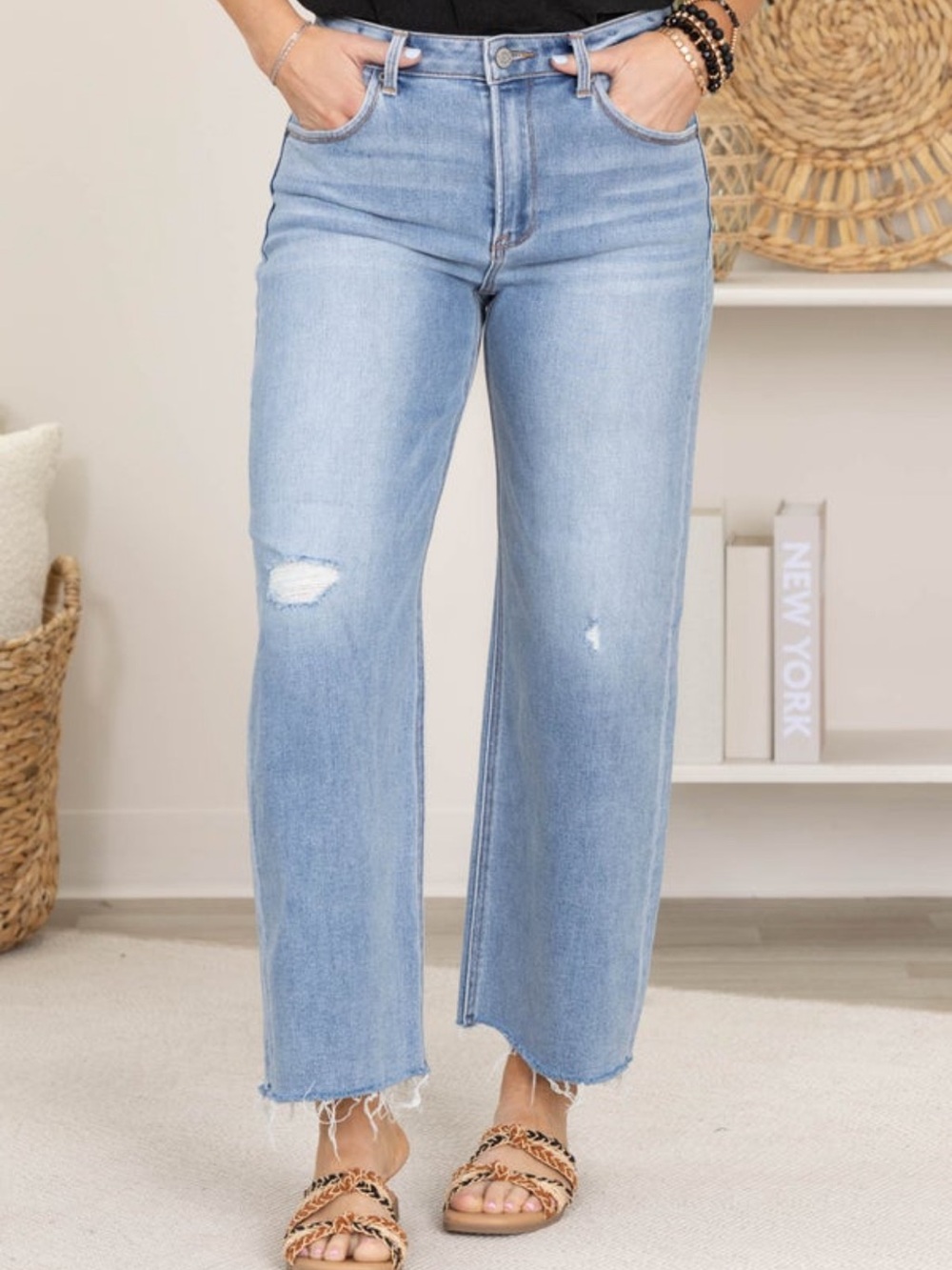 Light Blue High-Rise Straight Jeans